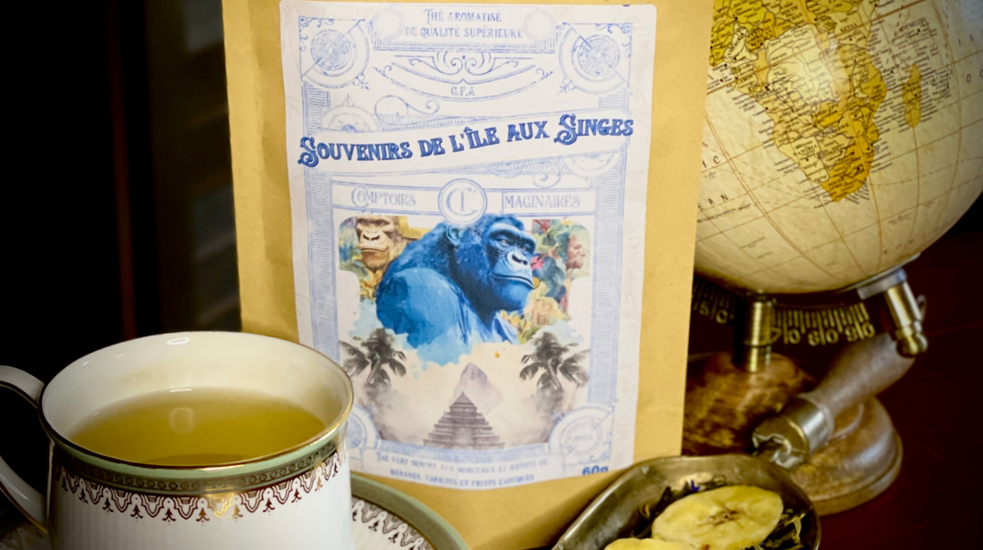 Présentation de Souvenirs de l'île aux singes, thé à la banane - Les Comptoirs Imaginaires
